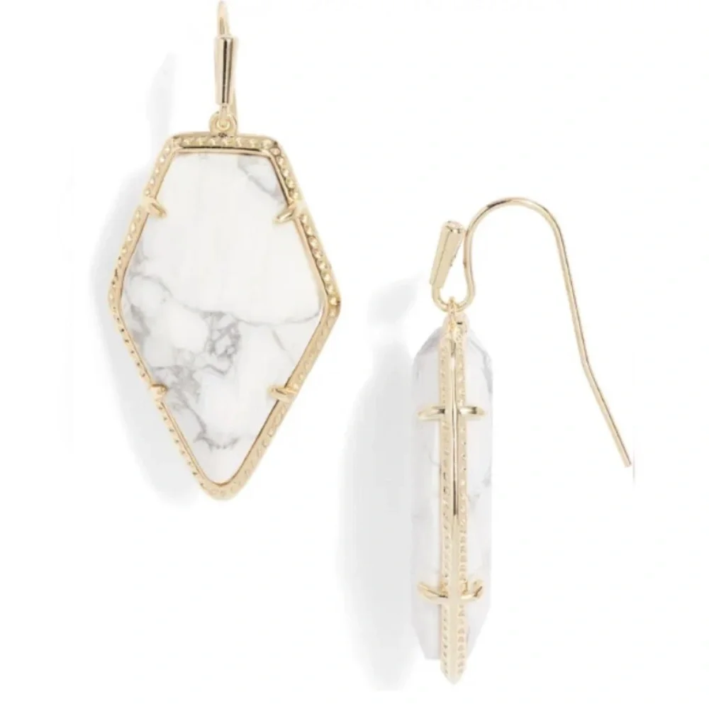 KENDRA SCOTT Framed Tessa Drop Earrings in White Howlite NWT 80$